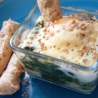 Oeuf cocotte épinard , sauce curry au lait d'amande. Oeuf cocotte épinard , sauce curry au lait d'amande.